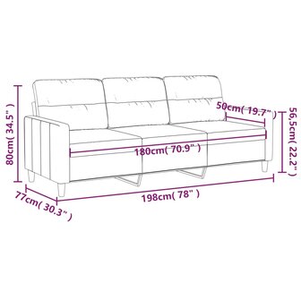 Driezitsbank 180 cm stof lichtgeel 8721012139749 8