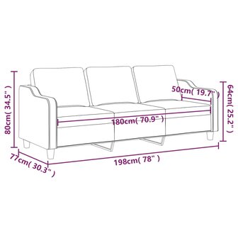 Driezitsbank 180 cm stof lichtgrijs 8721012140936 8