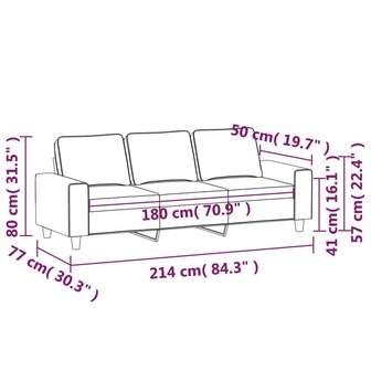 Driezitsbank 180 cm stof lichtgeel 8721012141308 8