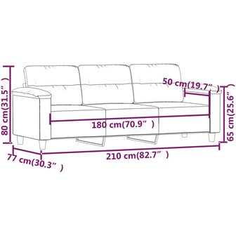 Driezitsbank 180 cm microvezelstof donkergrijs 8721012136540 8