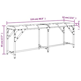 Eetkamerbank 124x32x45 cm staal en stof donkergrijs 8721012164253 8