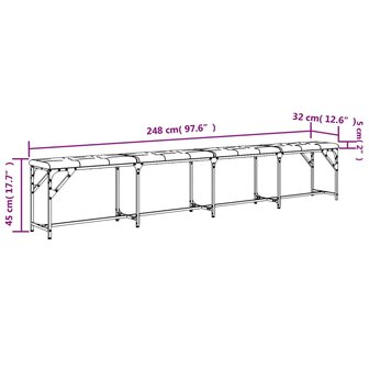 Eetkamerbank 248x32x45 cm staal en stof donkergrijs 8721012164314 8