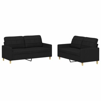 2-delige loungeset met kussens stof zwart 8721012062450 2