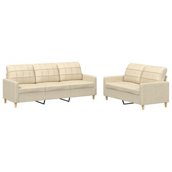 2-delige Loungeset met kussens stof cr&egrave;mekleurig 8721012062757 2