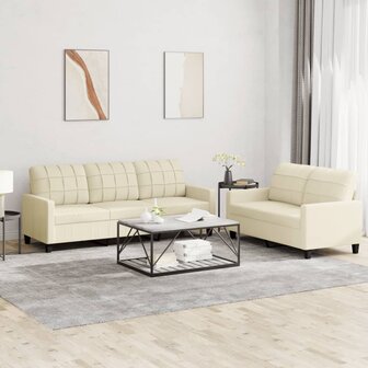 2-delige Loungeset met kussens kunstleer cr&egrave;me 8721012063464 1