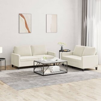 2-delige Loungeset met kussens fluweel cr&egrave;mekleurig 8721012064713 1