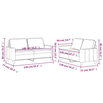 2-delige Loungeset met kussens fluweel cr&egrave;mekleurig 8721012064713 6