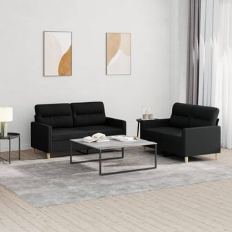 2-delige loungeset met kussens stof zwart 8721012065390 1