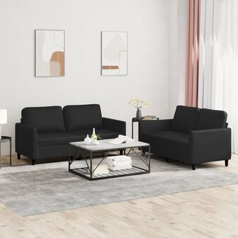 2-delige Loungeset met kussens kunstleer zwart 8721012067172 1