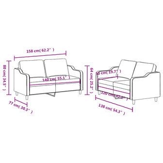 2-delige Loungeset met kussens stof lichtgrijs 8721012067691 6