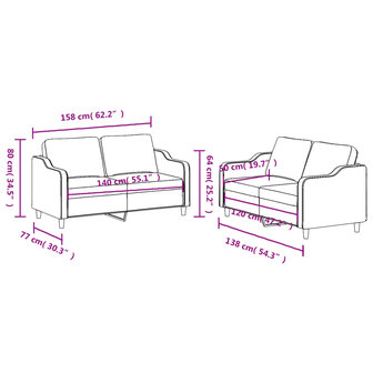 2-delige Loungeset met kussens stof donkergrijs 8721012067707 6