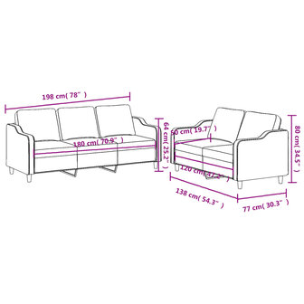 2-delige loungeset met kussens stof zwart 8721012068056 6