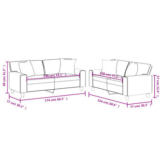 2-delige Loungeset met kussens kunstleer zwart 8721012068919 8