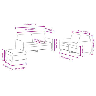 3-delige Loungeset fluweel lichtgrijs 8721012069510 9