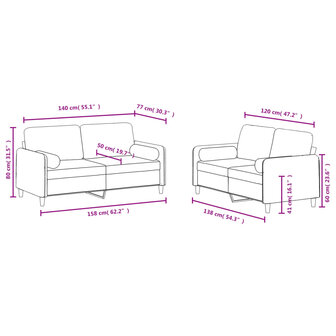 2-delige Loungeset met kussens fluweel geel 8721012069671 8