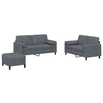 3-delige Loungeset met kussens fluweel donkergrijs 8721012069725 2