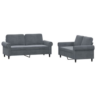 2-delige Loungeset met kussens fluweel donkergrijs 8721012071780 2