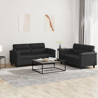 2-delige Loungeset met kussens kunstleer zwart 8721012073296 1