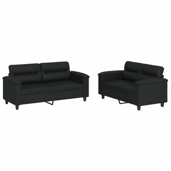 2-delige Loungeset met kussens kunstleer zwart 8721012073296 2