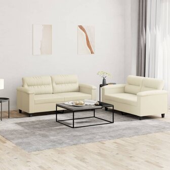 2-delige Loungeset met kussens kunstleer cr&egrave;me 8721012073302 1