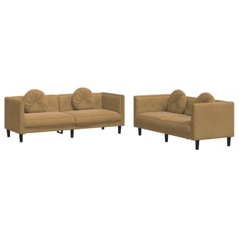 2-delige Loungeset met kussens fluweel bruin 8721012289574 2