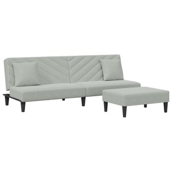 2-delige Loungeset met kussens fluweel lichtgrijs 8721012453647 2