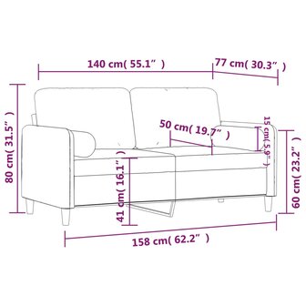 Tweezitsbank met sierkussens 140 cm fluweel lichtgrijs 8721012058484 8