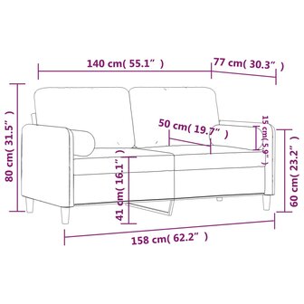 Tweezitsbank met sierkussens 140 cm fluweel donkergrijs 8721012058491 8