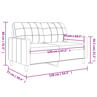 Tweezitsbank 120 cm stof cr&egrave;mekleurig 8721012138117 8