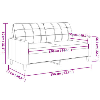 Tweezitsbank 140 cm stof lichtgrijs 8721012138179 8