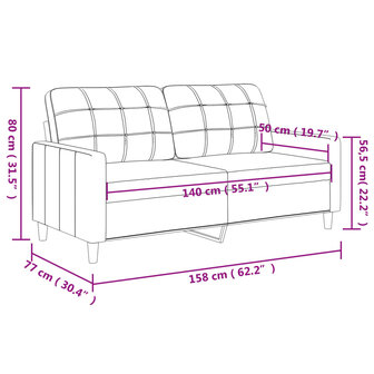 Tweezitsbank 140 cm stof cr&egrave;mekleurig 8721012138193 8