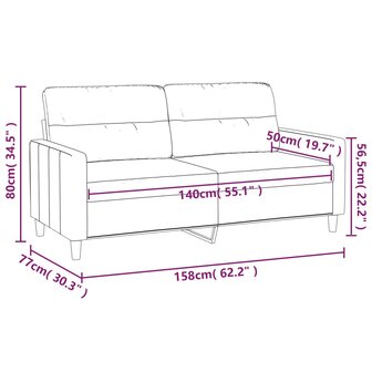 Tweezitsbank 140 cm stof lichtgrijs 8721012139619 8