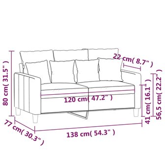 Tweezitsbank 120 cm fluweel lichtgrijs 8721012140196 8