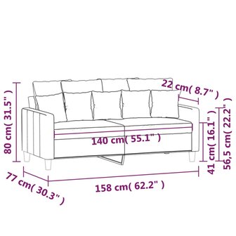 Tweezitsbank 140 cm fluweel lichtgrijs 8721012140295 8