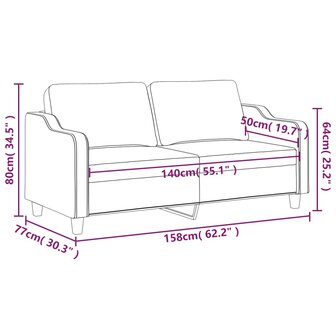 Tweezitsbank 140 cm stof lichtgrijs 8721012140851 8