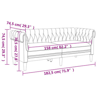 Tweezitsbank Chesterfield-stijl stof lichtgrijs 8721012399334 9