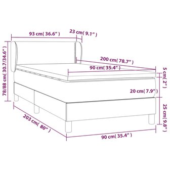 Boxspring met matras stof donkergrijs 90x200 cm 8720287405702 7