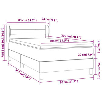 Boxspring met matras stof donkerbruin 80x200 cm 8720287407164 7