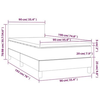 Boxspring met matras en LED stof lichtgrijs 90x190 cm 8720287364818 8