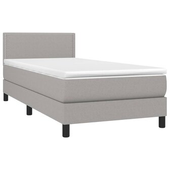 Boxspring met matras en LED stof lichtgrijs 90x200 cm 8720287365693 3