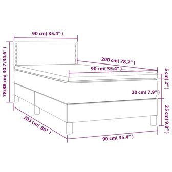 Boxspring met matras en LED stof lichtgrijs 90x200 cm 8720287365693 8