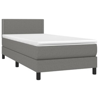 Boxspring met matras en LED stof donkergrijs 90x200 cm 8720287365709 3