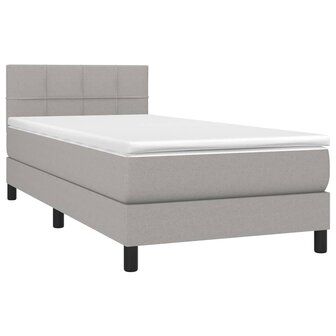 Boxspring met matras en LED stof lichtgrijs 90x200 cm 8720287366492 3