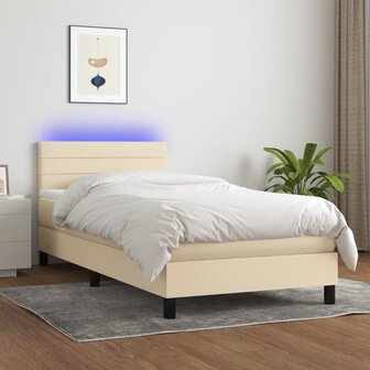 Boxspring met matras en LED stof cr&egrave;mekleurig 80x200 cm 8720287367185 1