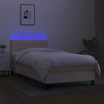 Boxspring met matras en LED stof cr&egrave;mekleurig 80x200 cm 8720287367185 4