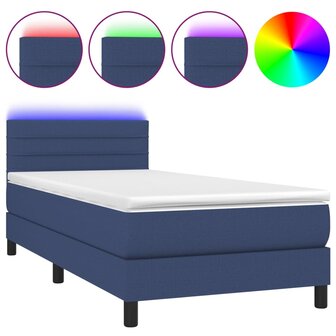 Boxspring met matras en LED stof blauw 90x200 cm 8720287367352 2