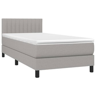 Boxspring met matras en LED stof lichtgrijs 90x190 cm 8720287368014 3