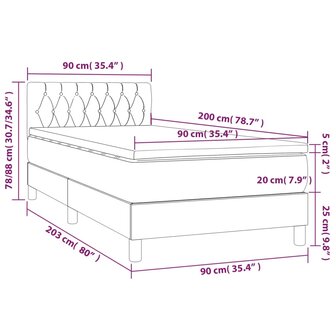 Boxspring met matras en LED stof donkergrijs 90x200 cm 8720287368908 8