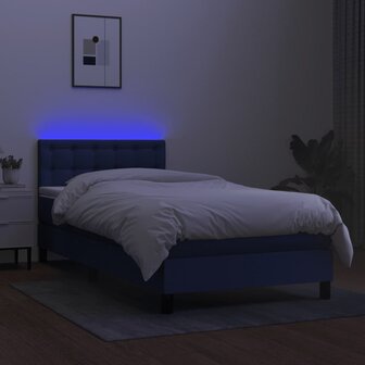 Boxspring met matras en LED stof blauw 90x200 cm 8720287369752 4