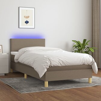 Boxspring met matras en LED stof taupe 80x200 cm 8720287370376 1